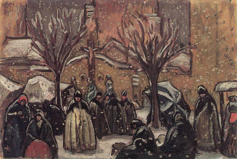 Bela Ivanyi-Grunwald Market of Kecskemet in Winter oil painting picture